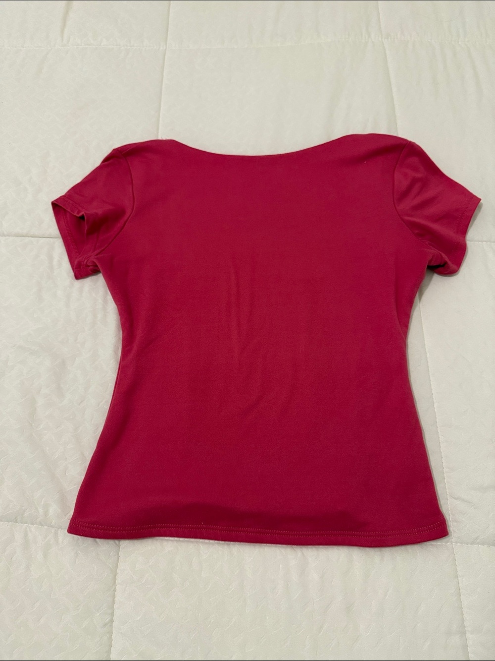 American Threads Short Sleeve Scoop Back Top in Raspberry Pink